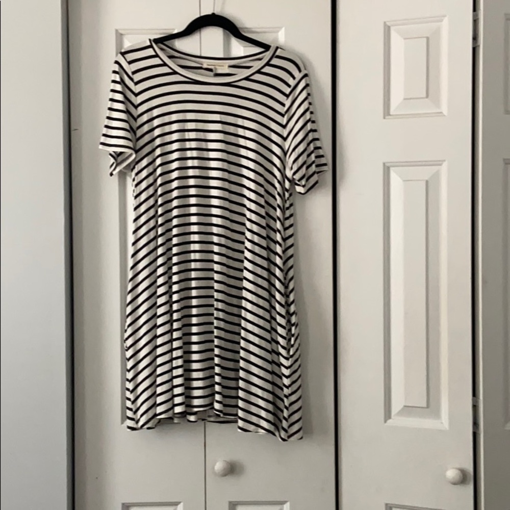 Black and White striped dress with pockets